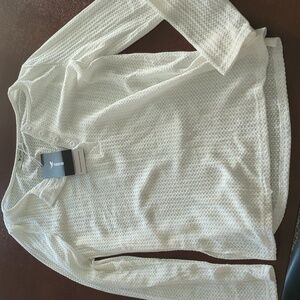 White Henley style shirt